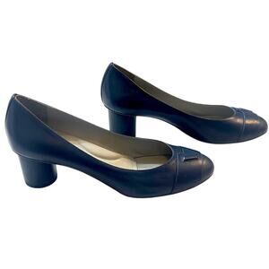 Moses Grace Vigore Navy Leather Pumps | Size 41.5 | Italian Vero Cuoio